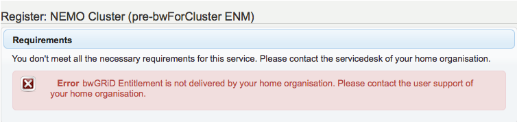 Error bwGRiD Entitlement